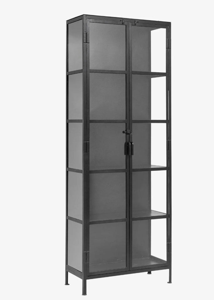 große Metall Vitrine H 214 cm industrial