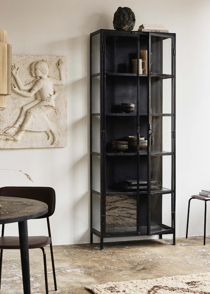 große Metall Vitrine H 214 cm Industriedesign