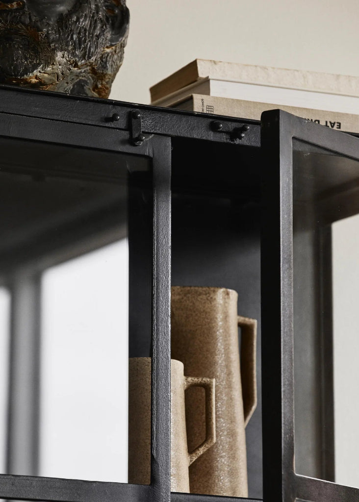 große Metall Vitrine H 214 cm vintage industriell