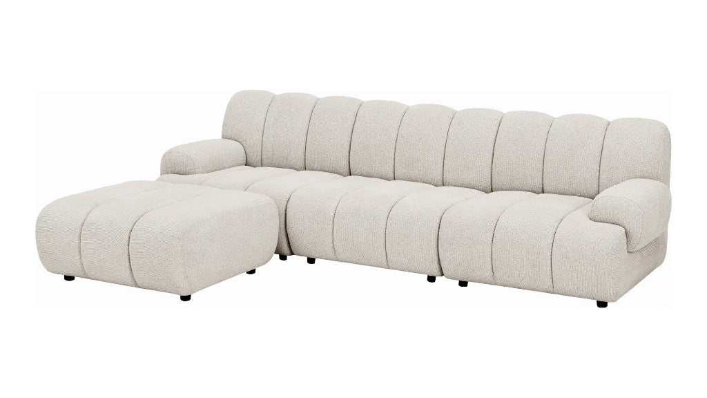 Modulsofa sandfarben 3,5 Sitzer mit Hocker