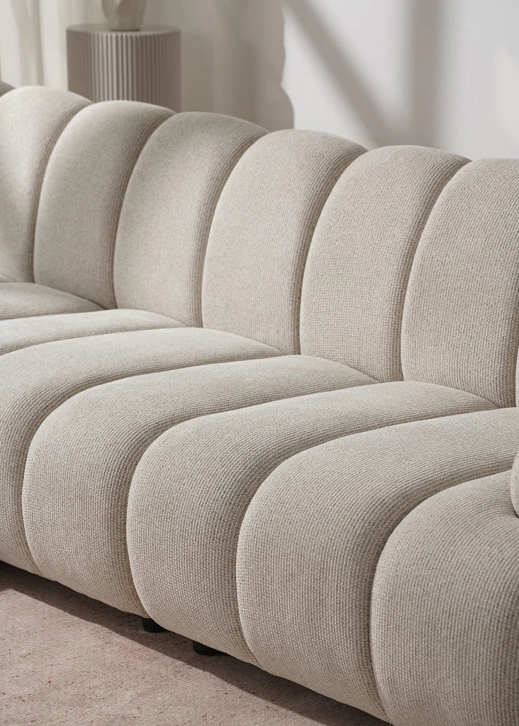 Modulsofa sandfarben 3,5 Sitzer, Modulare Sitzelemente