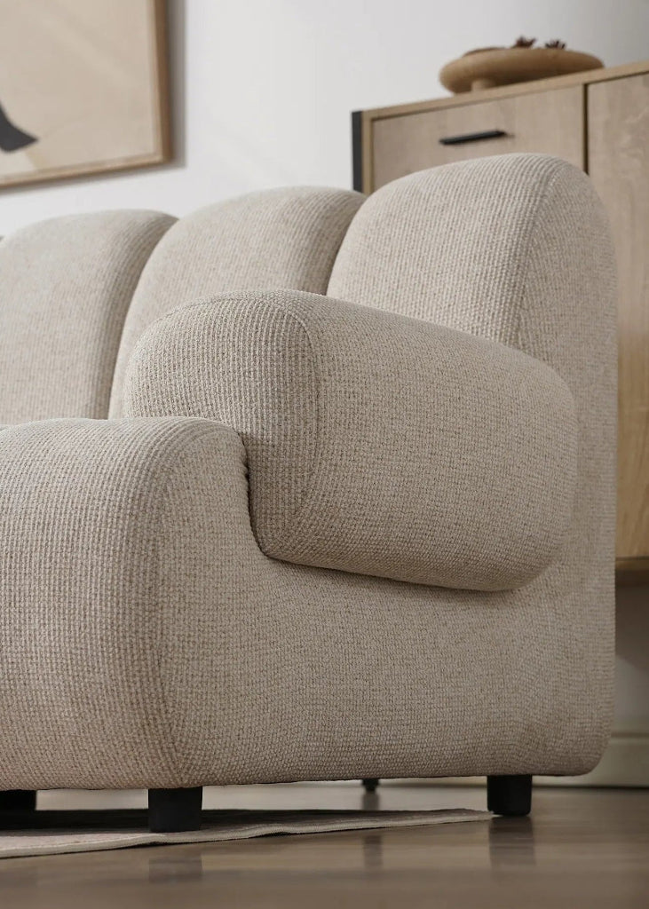 Modulsofa sandfarben 3,5 Sitzer, Lehne gepolstert