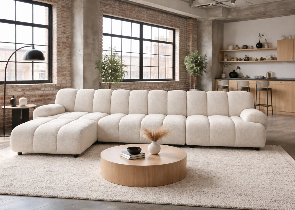 Modulsofa sandfarben 3,5 Sitzer