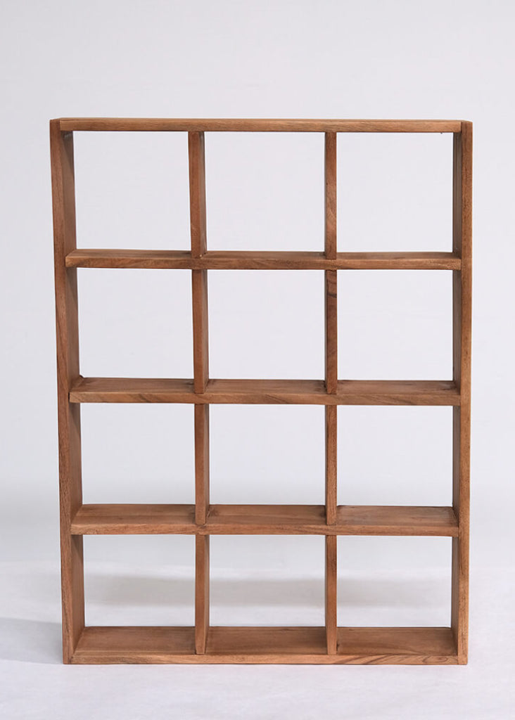 Umweltfreundliches Wandregal aus echtem Altholz – stabiles Holzregal mit 12 Fächern für Tassen, Deko und Wohnaccessoires