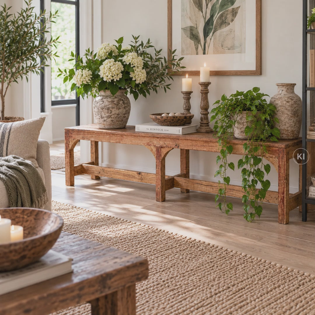 Altholzbank LENI als Küchenbank am Esstisch – 178 cm lange Sitzbank aus altem Holz im natürlichen Vintage Landhausstil