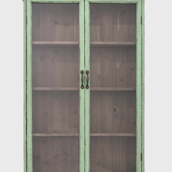Vintage Wandvitrine in Grün, 122cm hoch
