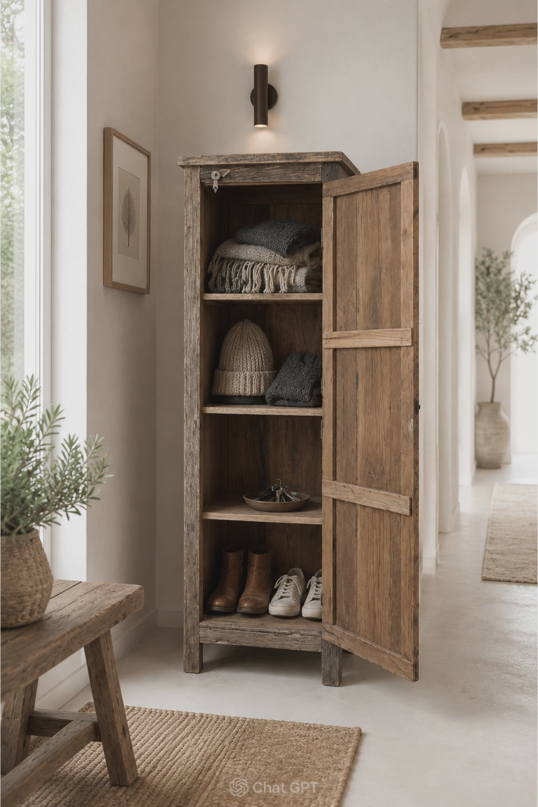 Altholzschrank EVA aus recyceltem Holz im natürlichen Design – handgefertigter Vintage-Schrank mit einzigartiger Holzoptik für stilvolle Wohnräume, Altholzmöbel