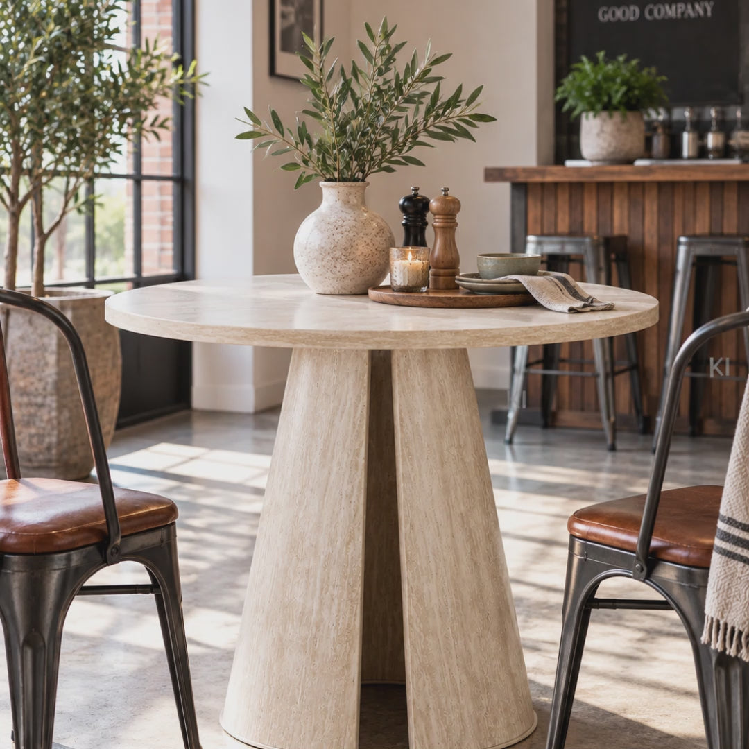 Moderner Esstisch RUTH rund 90 cm beige - Design Möbel