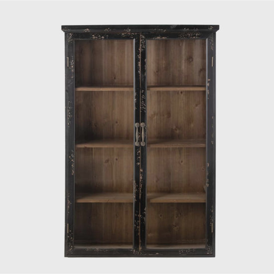 Wandvitrine SAIKA schwarz 122cm - Shabby Chic Landhaus