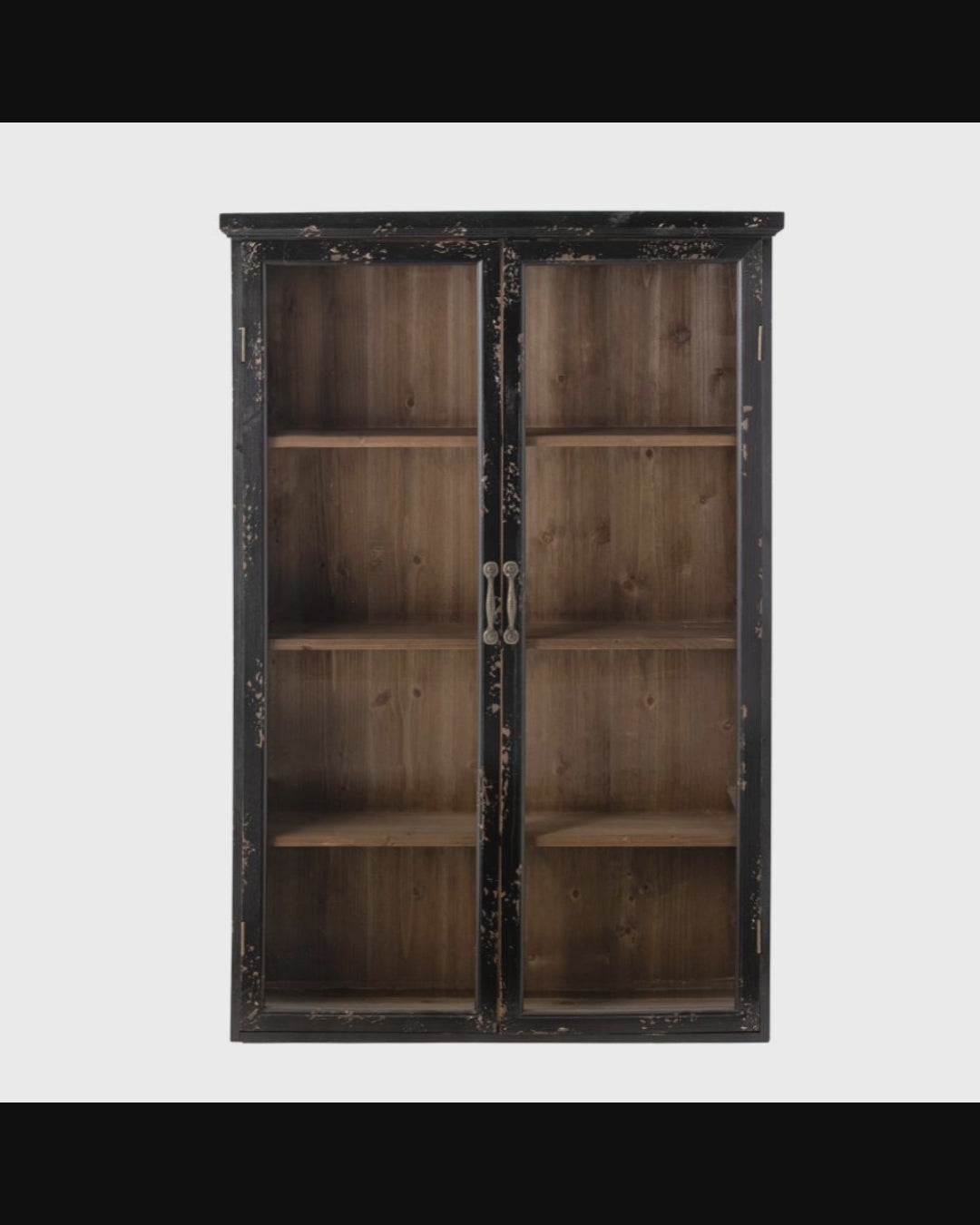 Wandvitrine SAIKA schwarz 122cm - Shabby Chic Landhaus