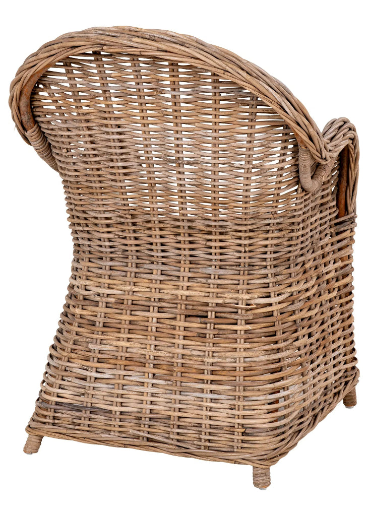 Rattan Gartensessel METTE mit weißem Kissen – Landhaus Balkon & Terrasse