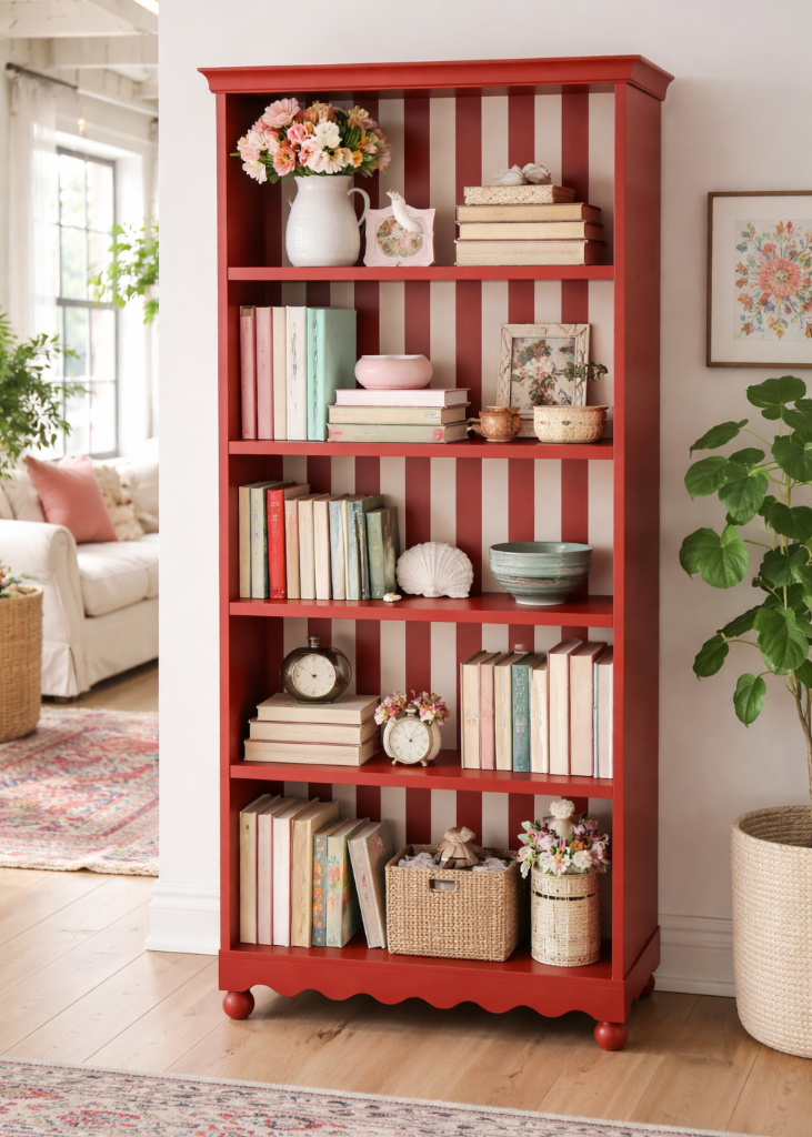 Rotes Holz Regal H 151 cm Landhausstil