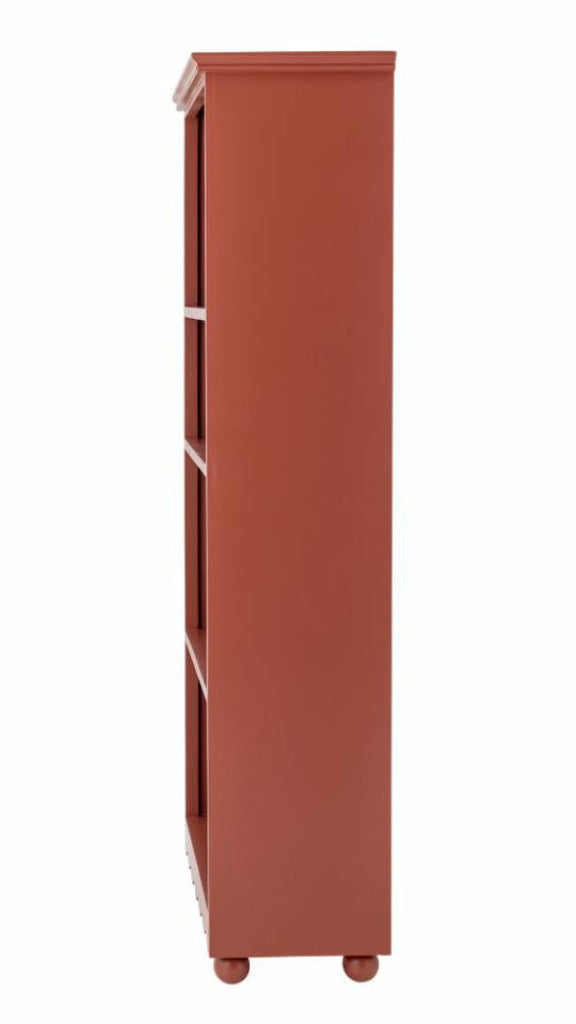 Rotes Holz Regal H 151 cm Landhausstil,  massives Holz und MDF