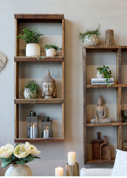 Rustikales Wandregal EMI, 162x62x20 cm Altholz Skandinavisches Design