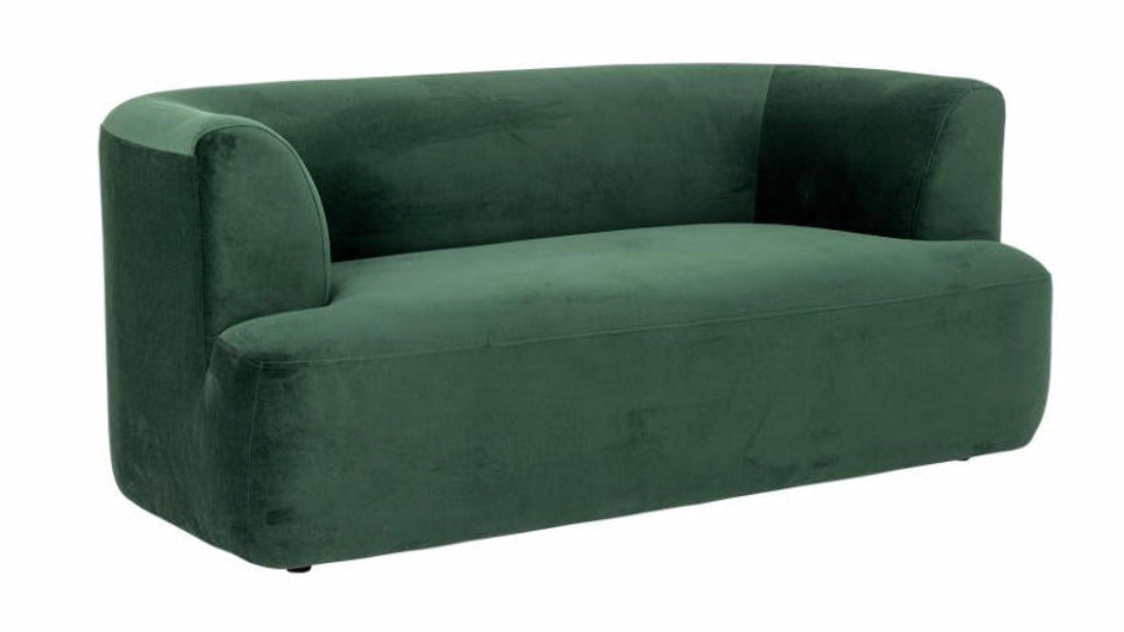 Samt Sofa grün 2 Sitzer runde Formen