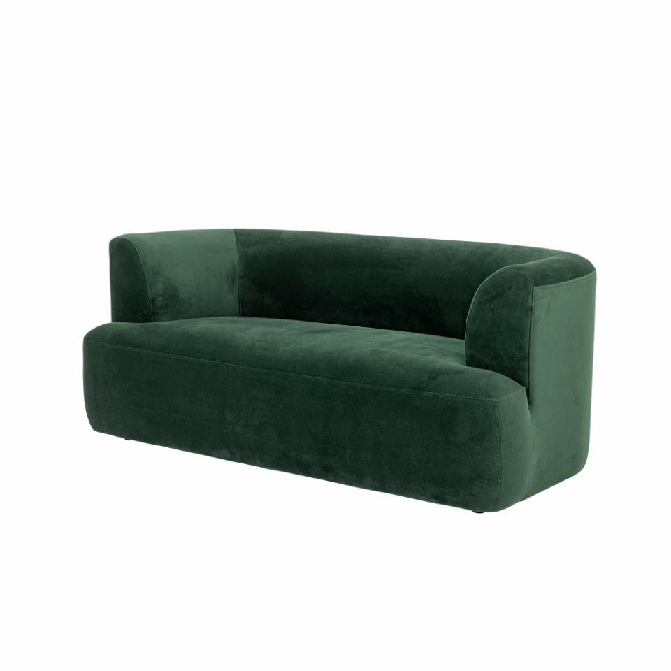 Samt Sofa NOLA grün 2 Sitzer B 165 cm - skandinavischer Stil