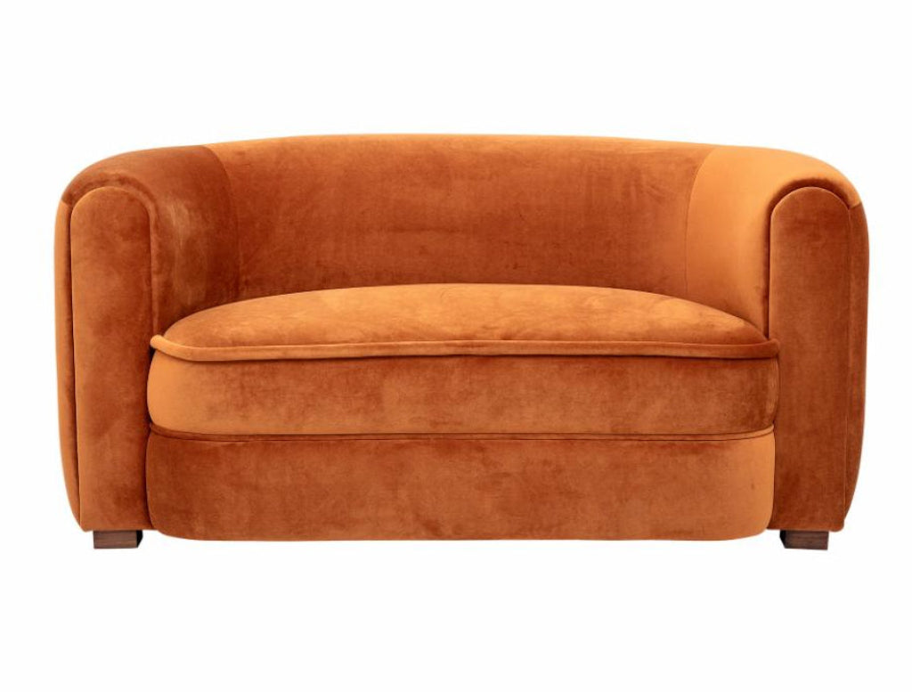 Sofa 2 Sitzer orange Velourstoff