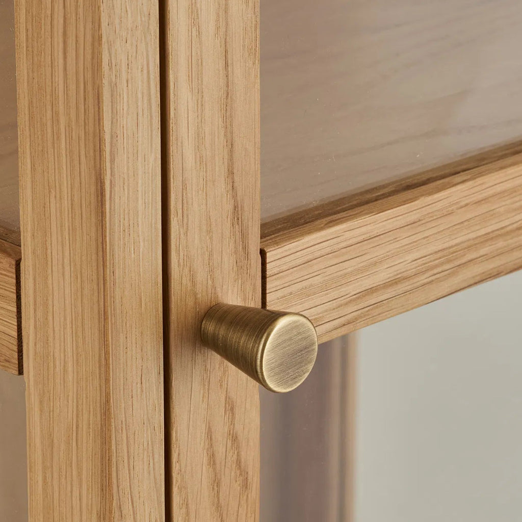 Schmale Vitrine ELI Eiche Natur 47x40x180 cm, Skandi-Landhaus Look