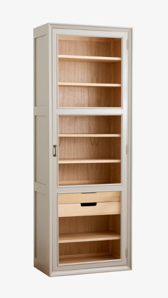 Schmale Landhaus Vitrine 1 Tür Holz grau-natur