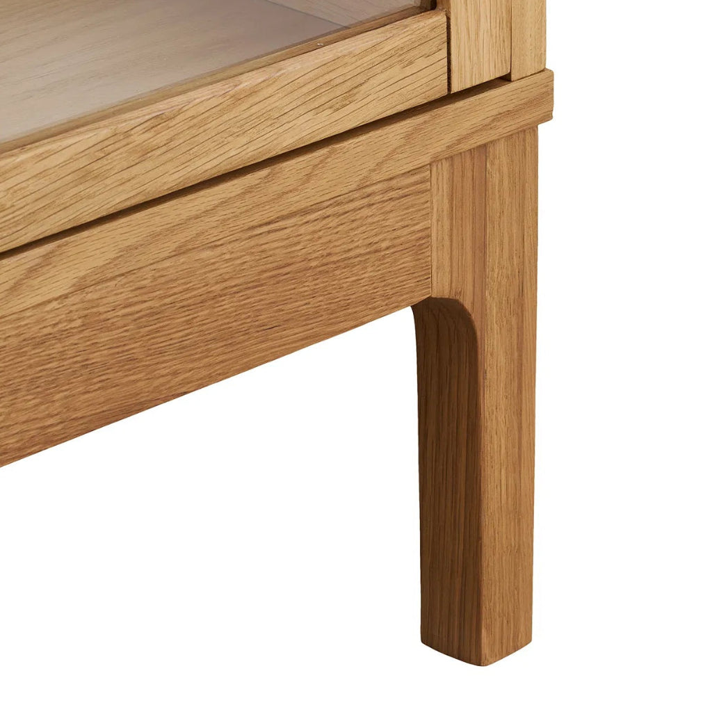 Schmale Vitrine ELI Eiche Natur 47x40x180 cm, Skandi-Landhaus Look