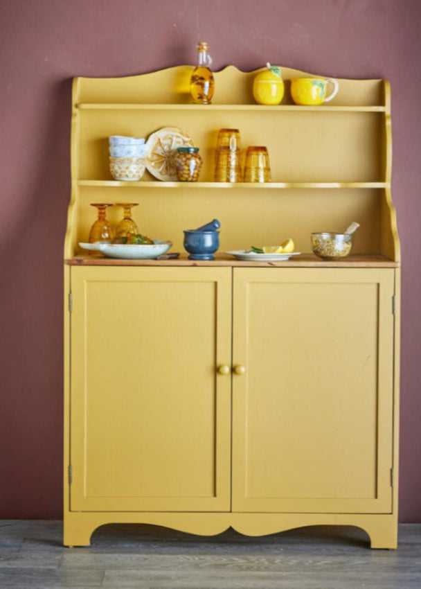 Landhaus Schrank gelb mit Aufsatz 134cm