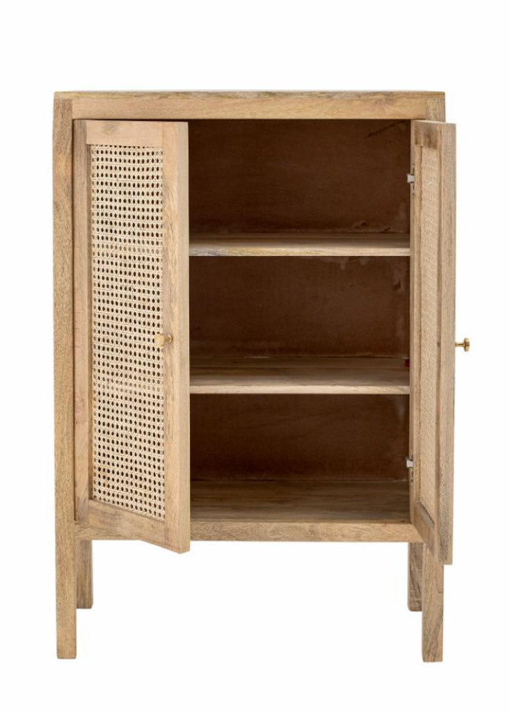 Landhaus Schrank Holz-Rattan H 105 cm natur, 3 Fächer