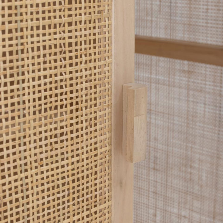 Landhaus Rattan Schrank  Höhe 150  cm, mit natürlichem Rattangeflecht