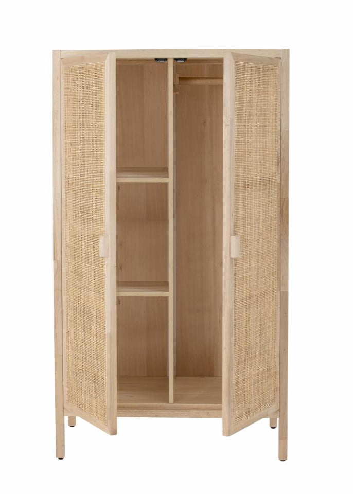 Landhaus Rattan Schrank  Höhe 150  cm, natürliche Materialien Rattan und Holz