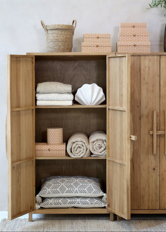 Schrank PELE Massivholz H155/L80/B40 cm natur, Scandi-Design