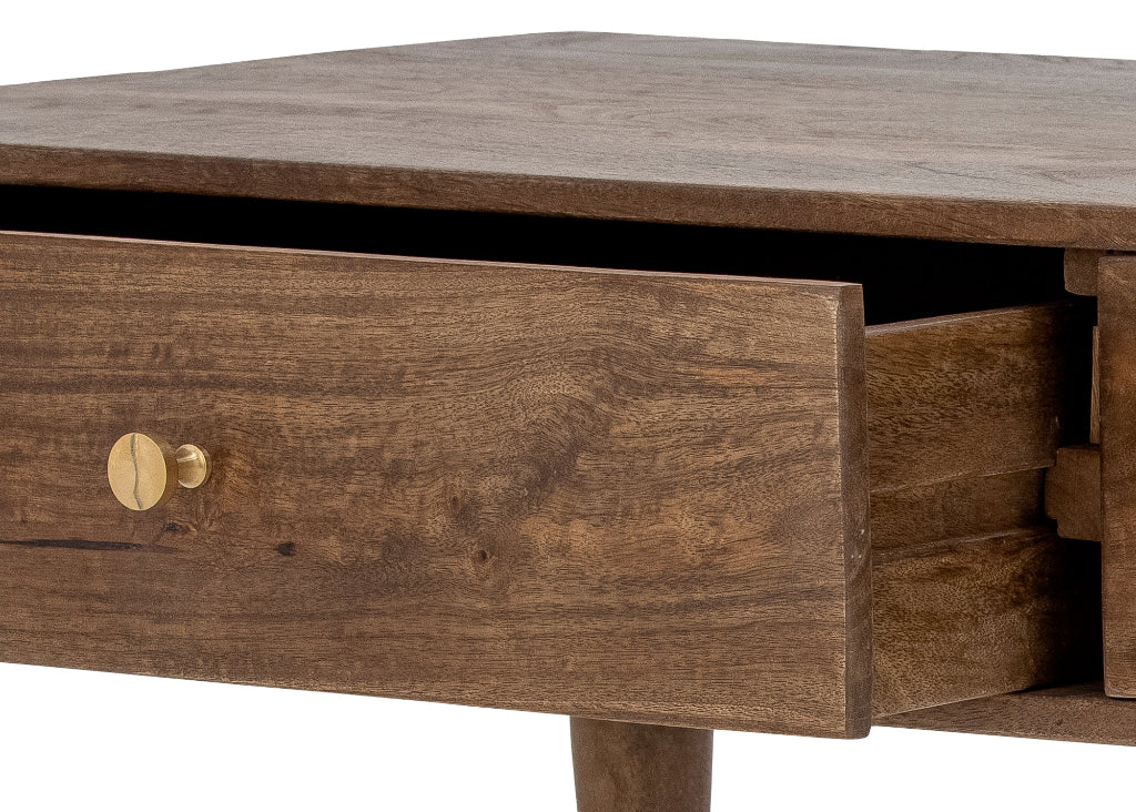 Massiver Holzschreibtisch 127 x 77 cm im Landhausstil mit gedrechselten Beinen und Stauraum