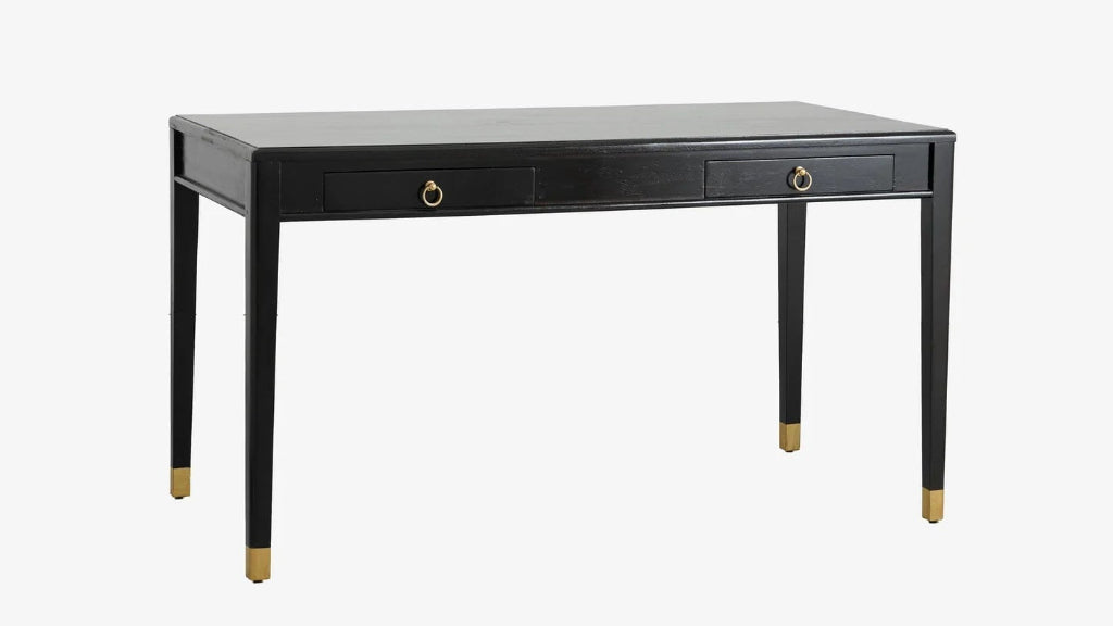 Schreibtisch EMMA Schwarz-Gold 140x70 cm modernes Design