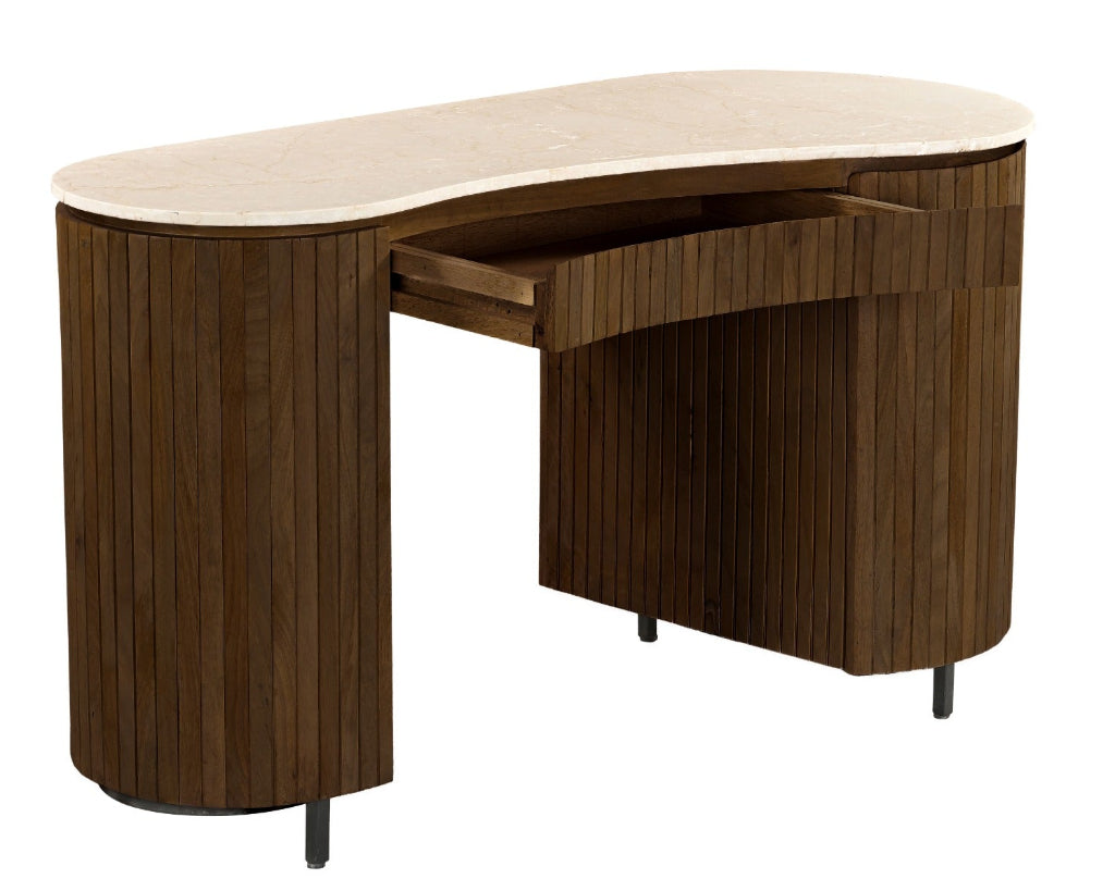 Eleganter Bürotisch Holz dunkelbraun mit Schublade und Stauraum