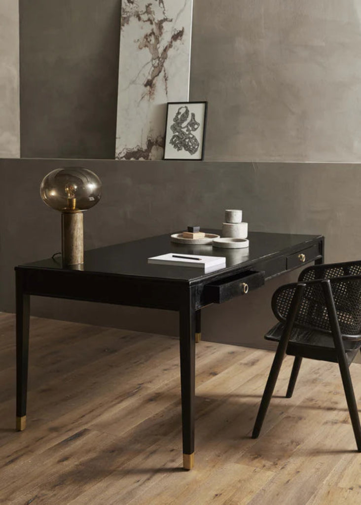 Schreibtisch Schwarz-Gold Vintage 179x90 cm - modernes Design