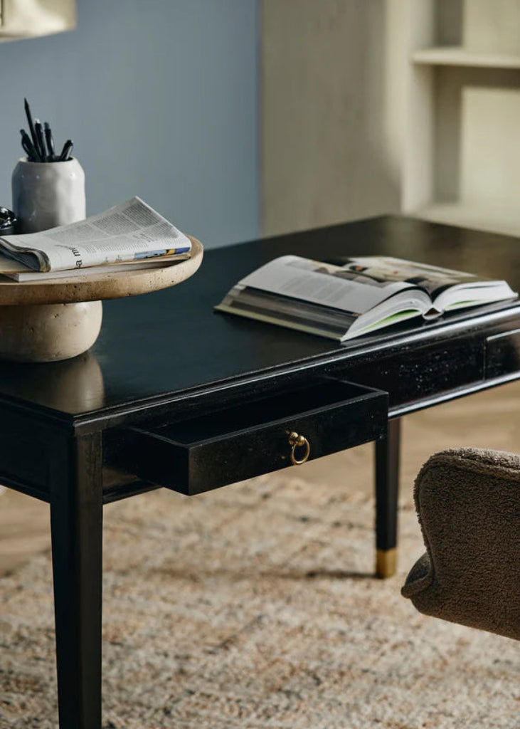 Schreibtisch Schwarz-Gold 140x70 cm modernes Design