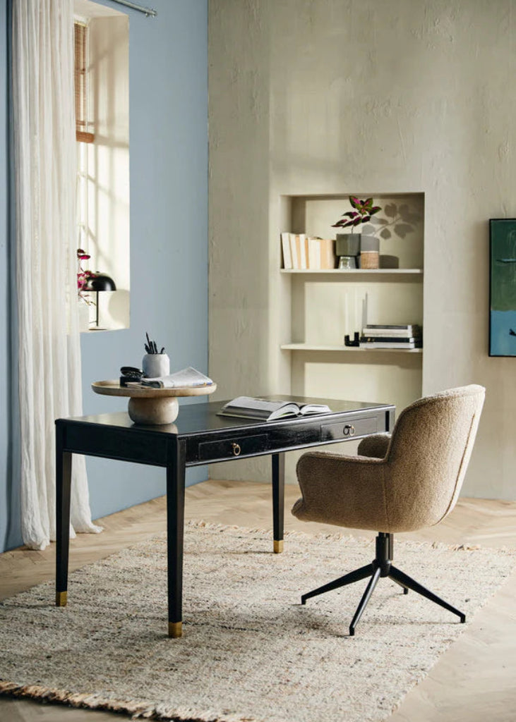 Schreibtisch Schwarz-Gold 140x70 cm modernes Design