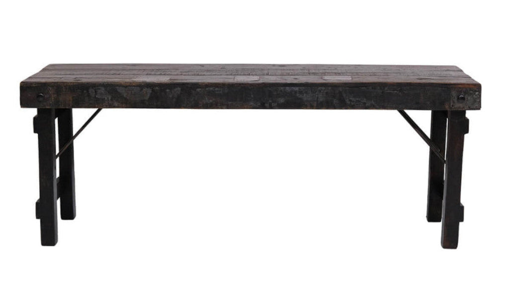 Schwarze Altholz Sitzbank B 119 cm Klappbank