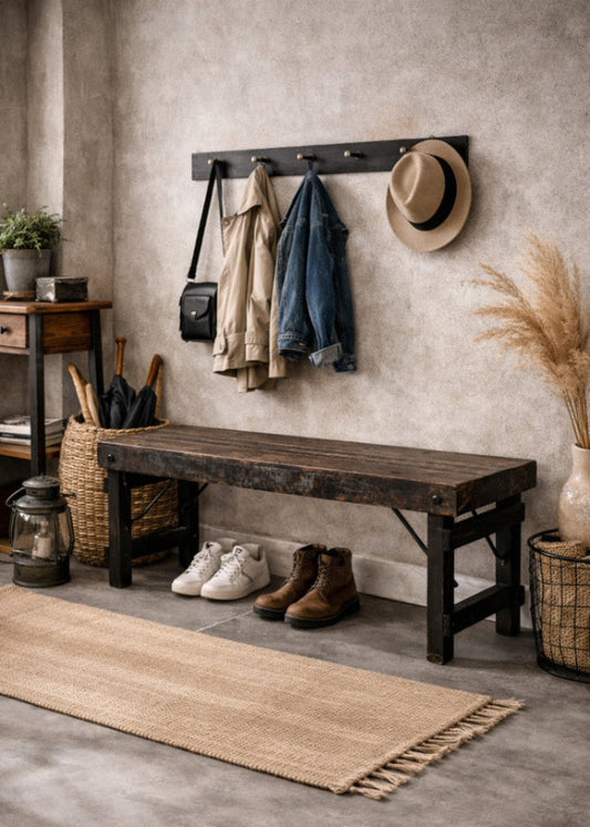 Schwarze Altholz Sitzbank B 119 cm Klappbank