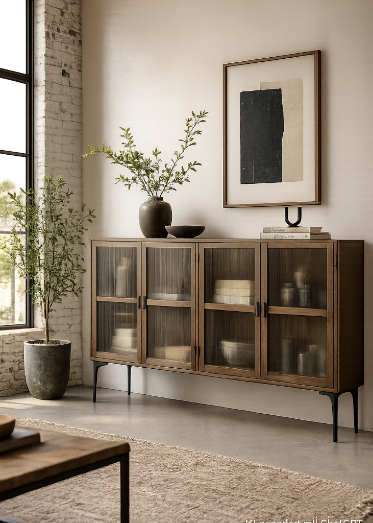 Industrial Sideboard aus Holz und Eisen im Loft Stil