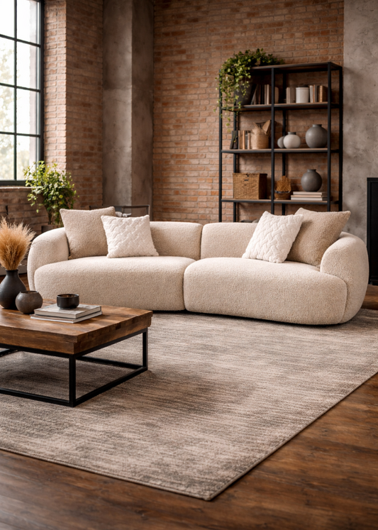 Sofa beige in meiner Loftwohnung