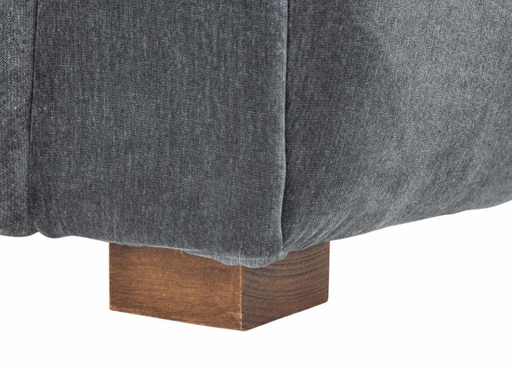 Samt Sofa MARLA 2 Sitzer blau, Holzfuß dunkelbraun