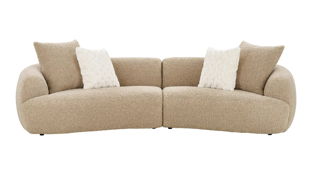 Halbrundes Sofa DELI Hellbraun – Designer-Sofa mit Kissen