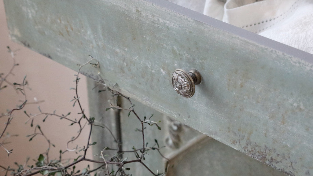 Landhaus Kommode STEFF antik opal-blau B 142 cm - Vintage Sideboard 