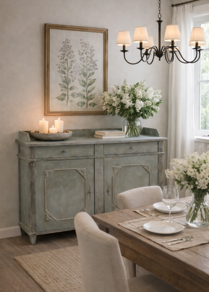 Landhaus Kommode STEFF antik opal-blau, Anrichte Landhausstil