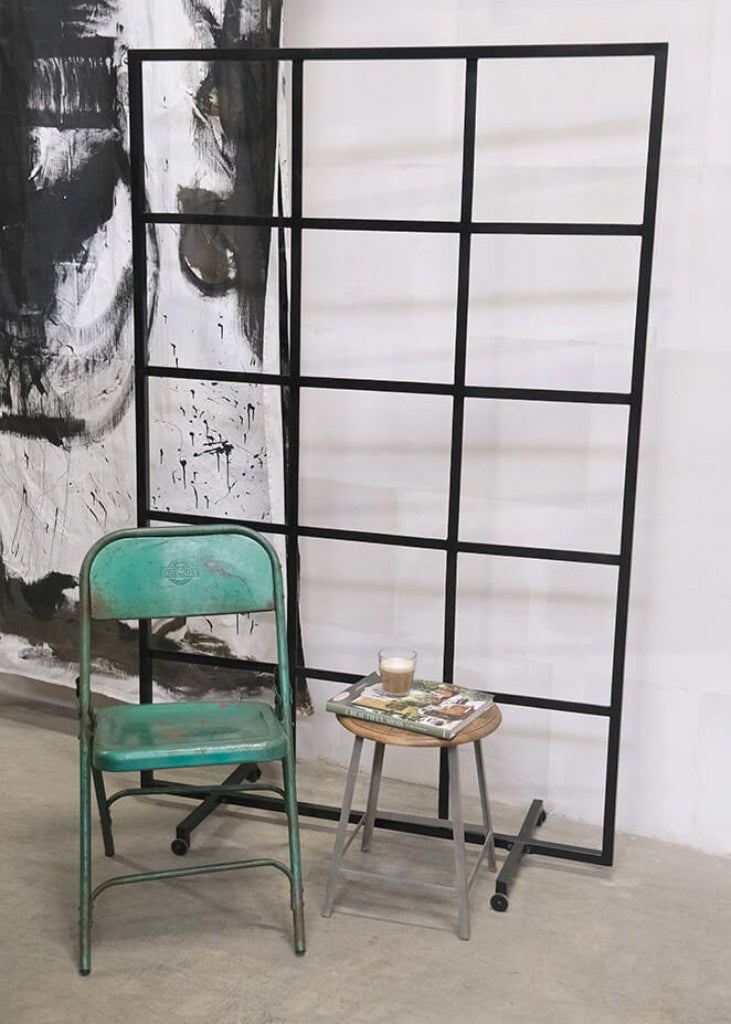 Industrielle Metall vintage Trennwand auf Rädern