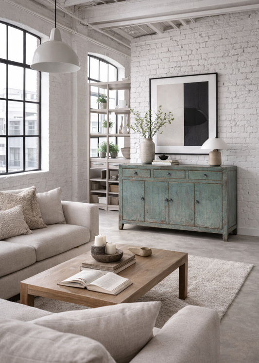 Sideboard Shabby Blau 149x42x91 cm - Unikat aus Holz
