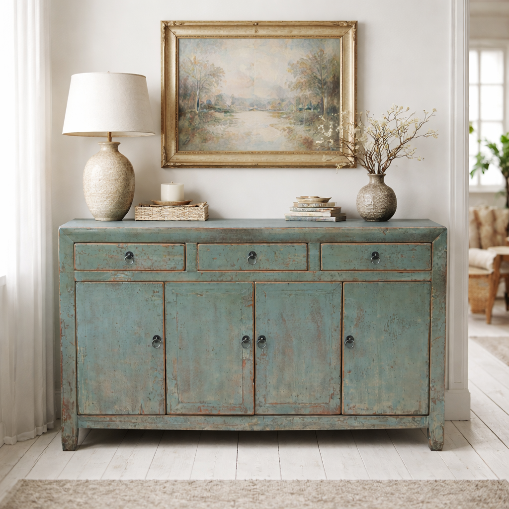 Sideboard Shabby Blau 149x42x91 cm - Unikat aus Holz