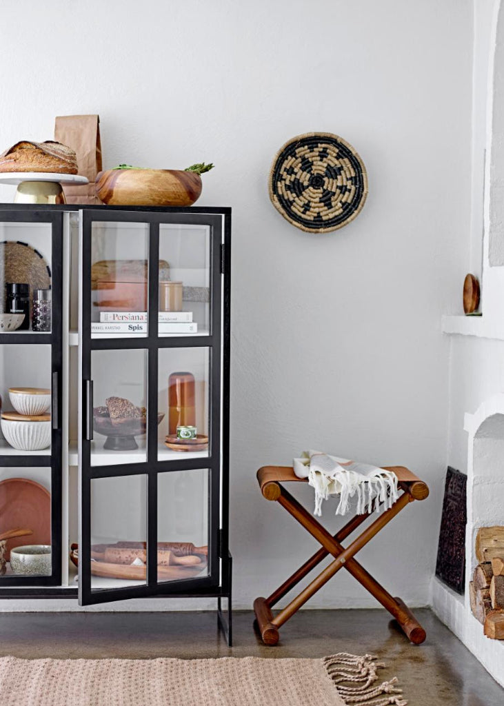 Vitrine H 120 cm Eiche schwarz-weiß im Landhausstil