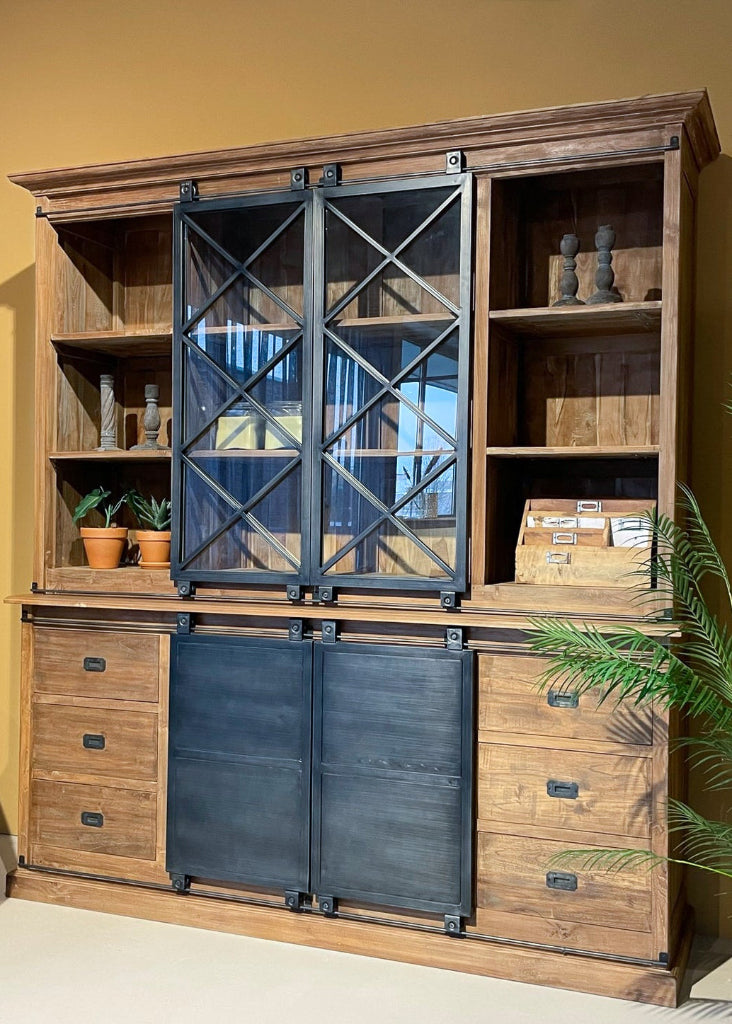 Vitrine - Buffetschrank Holz-Eisen Wohnzimmerschrank industrial