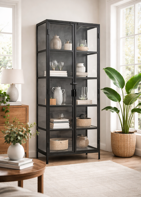 Große Metall Vitrine HELLO 214x80x35cm Industrial Design