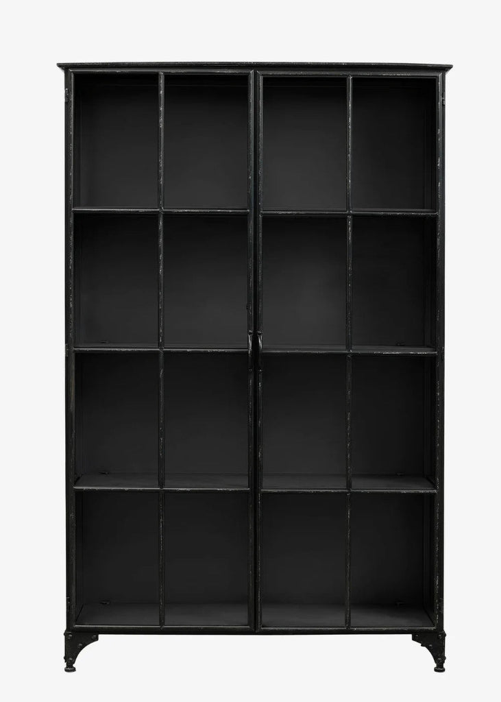 Vitrine schwarz Metall ELIN 2 Türen H 185 x B 120 cm - Industriedesign